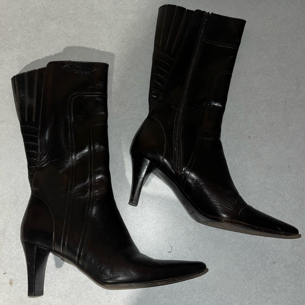 100% Brown Leather Women's Boots